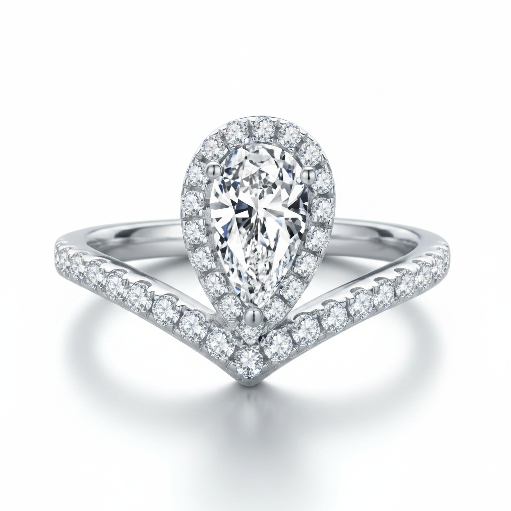 Moissanite V-Drop Ring