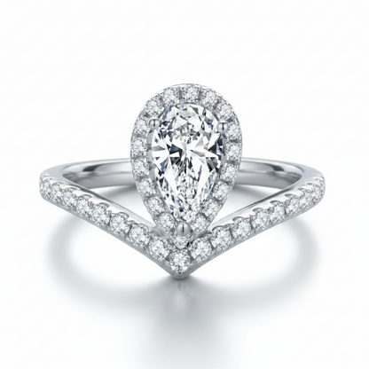 Moissanite V-Drop Ring