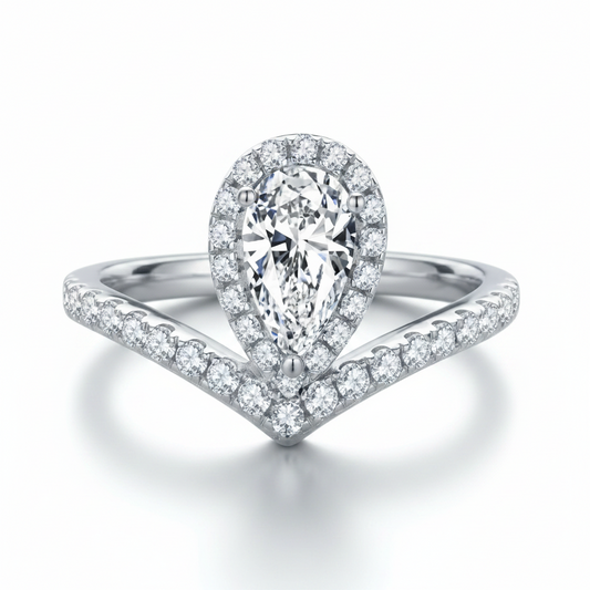 Moissanite V-Drop Ring