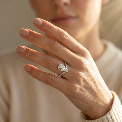 Moissanite V-Drop Ring