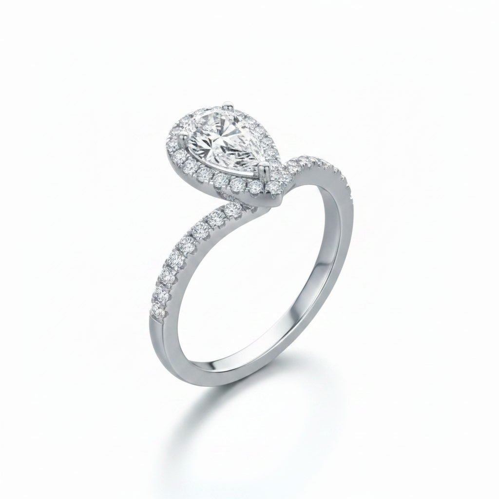 Moissanite V-Drop Ring